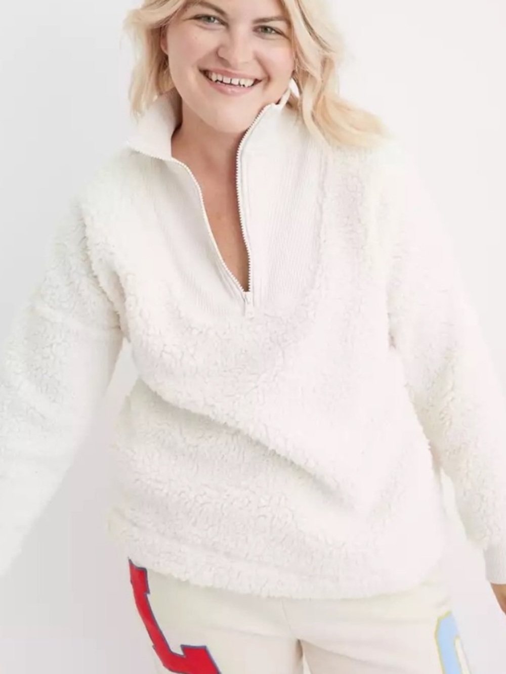 Aerie Dream Sherpa Quarter Zip Sweatshirt